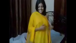 Indian Sweet Girl in yellow saari fucked hard by her boy friend